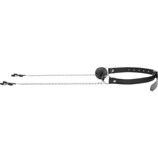 BREATHABLE BALL GAG WITH NIPPLE CLAMPS image 7