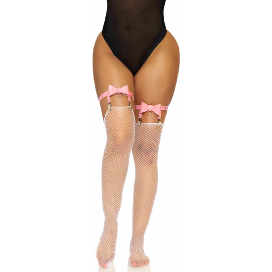 LEG AVENUE VEGAN LEATHER TIGH HIGH GARTER-PINK image 3