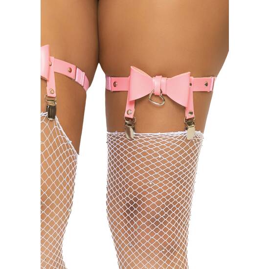 LEG AVENUE VEGAN LEATHER TIGH HIGH GARTER-PINK image 6