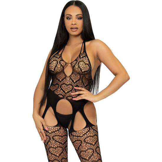 LEG AVENUE NET SUSPENDER BODYSTOCKING - BLACK image 0