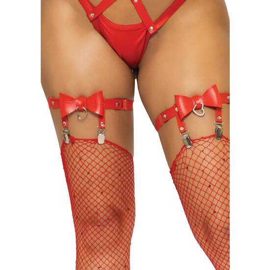 LEG AVENUE - VEGAN LEATHER TIGH HIGH GARTER - RED image 0