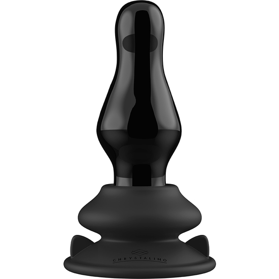 MISSY - GLASS VIBRATOR - WITH SUCTION CUP AND REMOTE - RECHARGEABLE - 10 SPEED - BLACK image 0