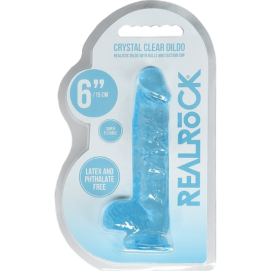 REALROCK - REALISTIC DILDO WITH BALLS - 6"/15CM - BLUE image 1