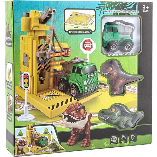 PARKING DINOSAURIOS, CON GARAJE, TAPETE Y ACCESORIOS. CAJA 38X7X23 image 0