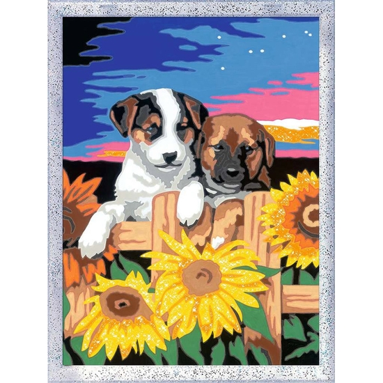 CREART PINTAR POR NÚMEROS CACHORROS CON GIRASOLES + 7 AÑOS image 1