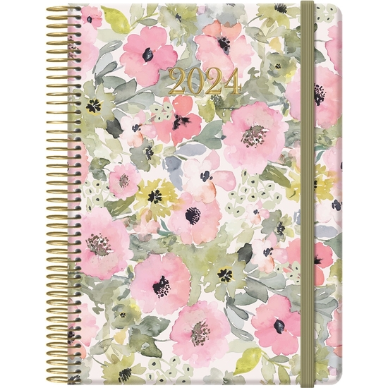 AGENDA 2024 DÍA PÁGINA 15X21 CON ESPIRAL Y GOMA FLOWERS image 0