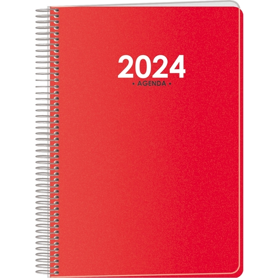 AGENDA 2024 DÍA PÁGINA 15X21 ROJA CON ESPIRAL METRÓPOLI image 0