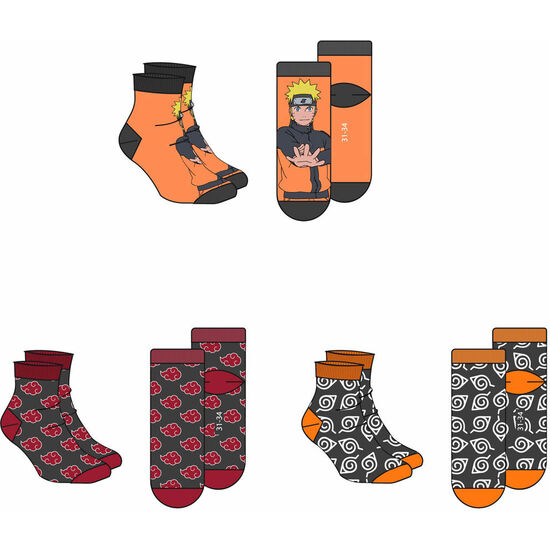 SET 3 CALCETINES NARUTO SHIPPUDEN ADULTO SURTIDO image 1