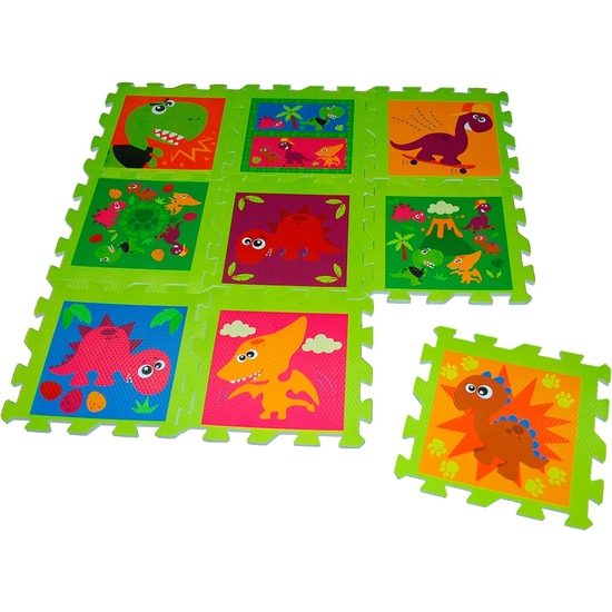 ALFOMBRA 1X1 MTS PUZZLE EVA 9 PIEZAS DINOS EN BOLSA image 0