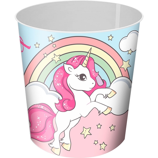 PAPELERA PLÁSTICO UNICORNIOS 21X21,5 CM image 0