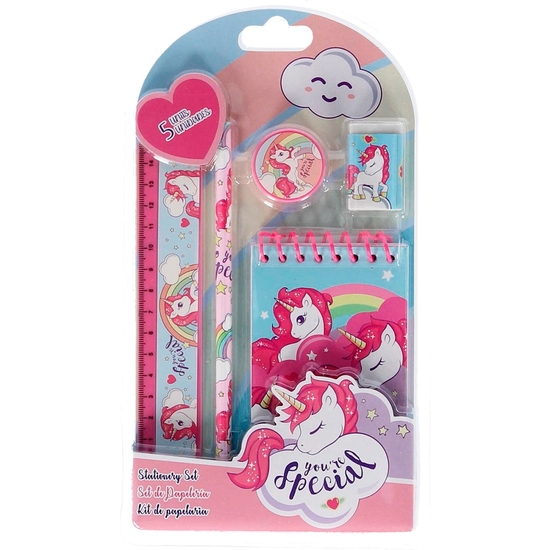 SET REGALO DE PAPELERÍA 5 PIEZAS UNICORNIOS 15X26 image 0