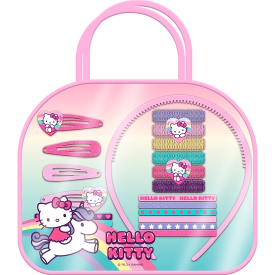 HELLO KITY BOLSA CON 20 ACCESORIOS PARA EL PELO 14X10X4 image 0