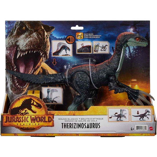 JURASSIC WORLD THERIZINOSAURUS CON SONIDO DE GOLPE 40 CM image 0