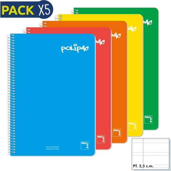PACK 5 BLOC 80GR TAPA PLÁSTICO Fº 80 HOJAS PAUTA 2,5 image 0