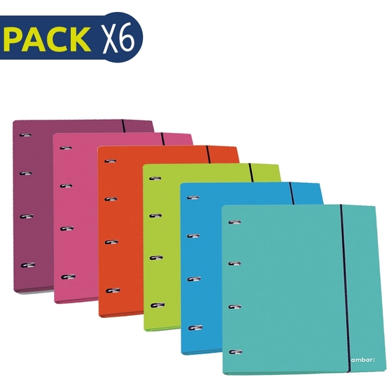 PACK 6 CARPEBLOC ANILLA FINA CON RECAMBIO RAYADO image 0