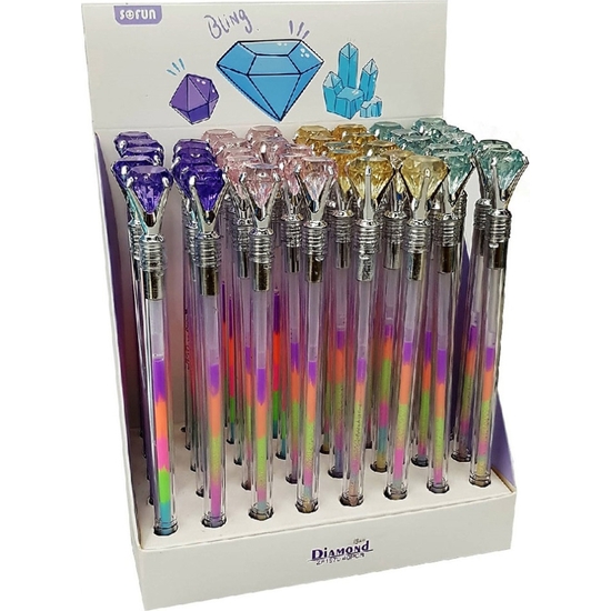 EXPOSITOR 40 BOLÍGRAFOS DIAMANTE MULTITINTA COLORES image 0