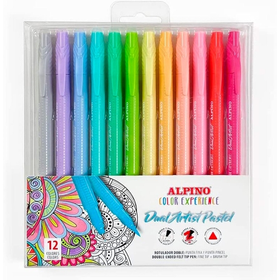 ESTUCHE 12 ROTULADORES PASTEL DOBLE PUNTA DUAL ARTISTA ALPINO image 0