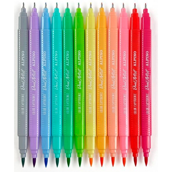 ESTUCHE 12 ROTULADORES PASTEL DOBLE PUNTA DUAL ARTISTA ALPINO image 1