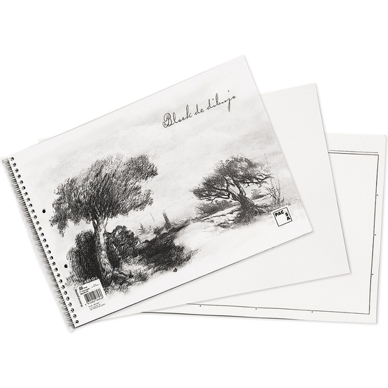 PACK 10 BLOCS DIBUJO TAPA PLÁSTICO FOLIO PROLONGADO LISO 20 HOJAS 140 GR image 1