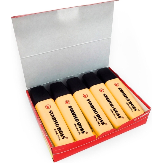 CAJA 10 ROTULADOR FLUORESCENTE STABILO BOSS AMARILLO PASTEL image 0