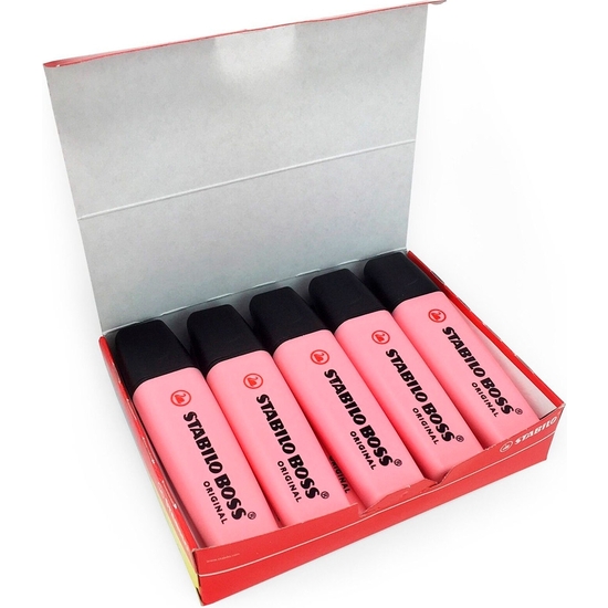 CAJA 10 ROTULADOR FLUORESCENTE STABILO BOSS ROSA PASTEL image 0