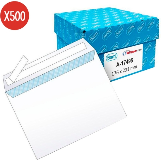 CAJA 500 SOBRES 90 GR BLANCO 176X231 CON TIRA image 0