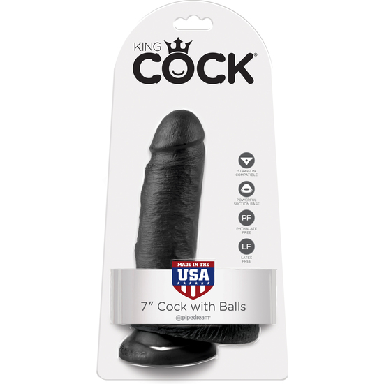 KING COCK 7 INCH WITH BALLS BLACK image 1