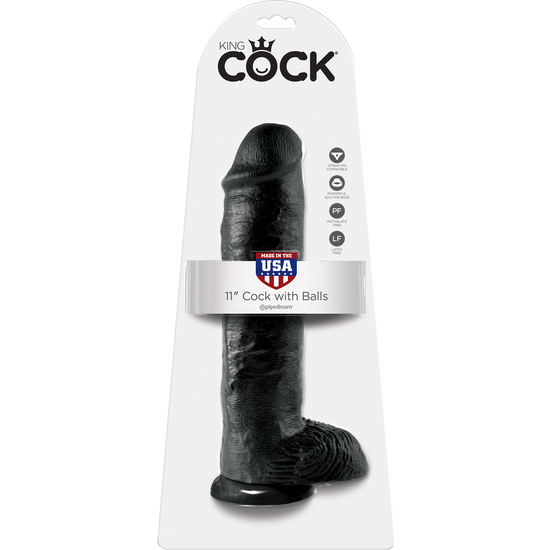 KING COCK 11 INCH WITH BALLS BLACK image 1