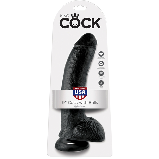 KING COCK 9 INCH WITH BALLS BLACK image 1