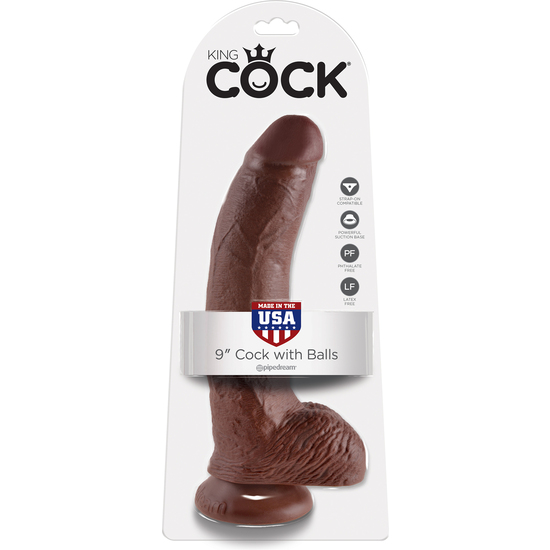 KING COCK 9 INCH WITH BALLS BROWN image 1