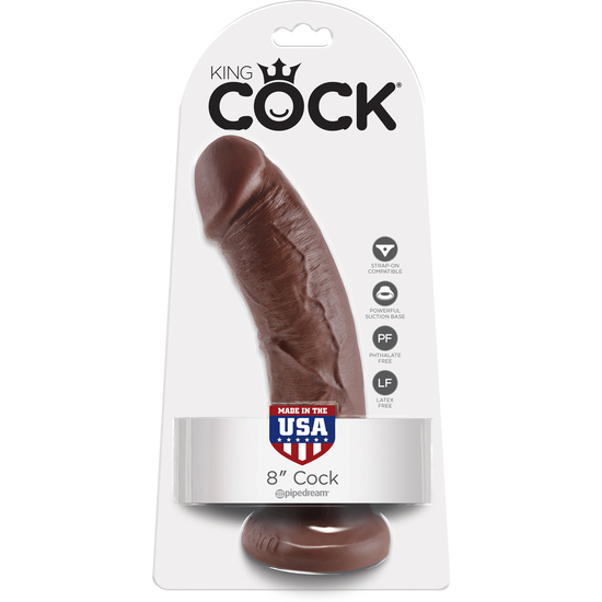 KING COCK 8 INCH BROWN image 1