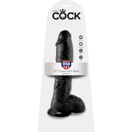 KING COCK 10 INCH WITH BALLS BLACK image 1