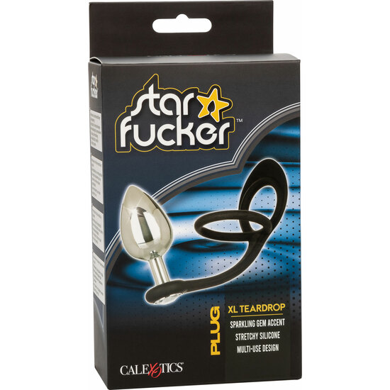 CALEXOTICS - STAR FUCKER XL TEARDROP PLUG -METAL AND BLACK image 1