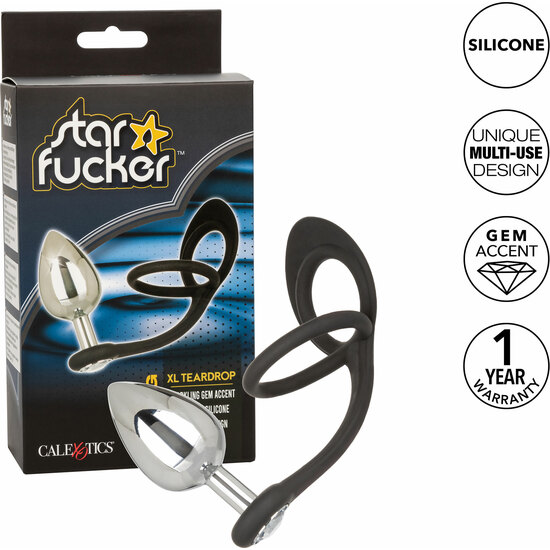 CALEXOTICS - STAR FUCKER XL TEARDROP PLUG -METAL AND BLACK image 5