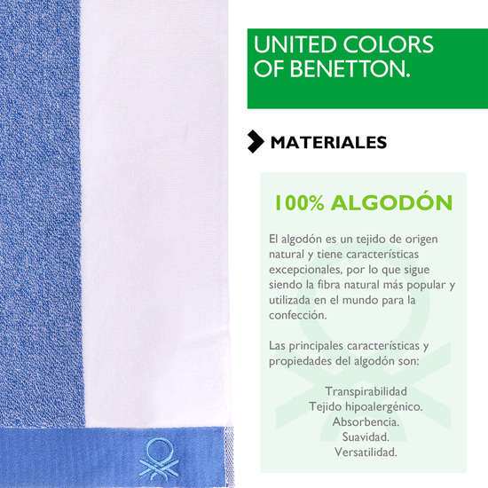 NEVERA 16L AZUL CAMPOS + TOALLA DE PLAYA 90X160CM 450GSM TERRY 100%ALGODON AZUL CASA BENETTON image 2