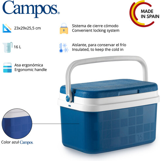 NEVERA 16L AZUL CAMPOS + TOALLA DE PLAYA 90X160CM 450GSM TERRY 100%ALGODON AZUL CASA BENETTON image 3