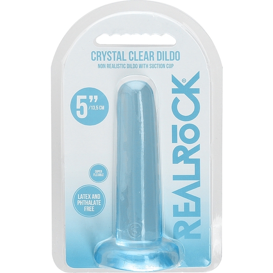 REALROCK - NON REALISTIC DILDO WITH SUCTION CUP - 5,3/ 13,5 CM - TRANSPARENT BLUE  image 1