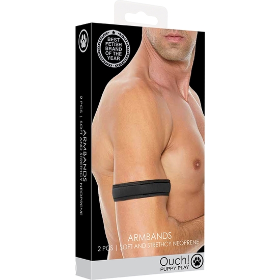 OUCH PUPPY PLAY - NEOPRENE ARMBANDS - BLACK image 1
