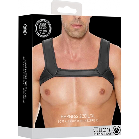 OUCH PUPPY PLAY - NEOPRENE HARNESS BLACK image 1