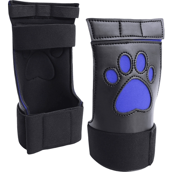 OUCH PUPPY PLAY - NEOPRENE PUPPY PAW GLOVES BLUE image 0