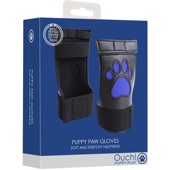 OUCH PUPPY PLAY - NEOPRENE PUPPY PAW GLOVES BLUE image 1