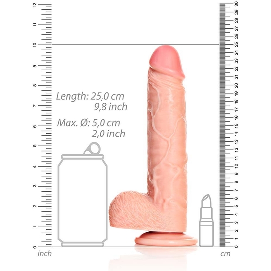 REALROCK - STRAIGHT REALISTIC DILDO BALLS SUCTION CUP - 9/ 23 CM image 2