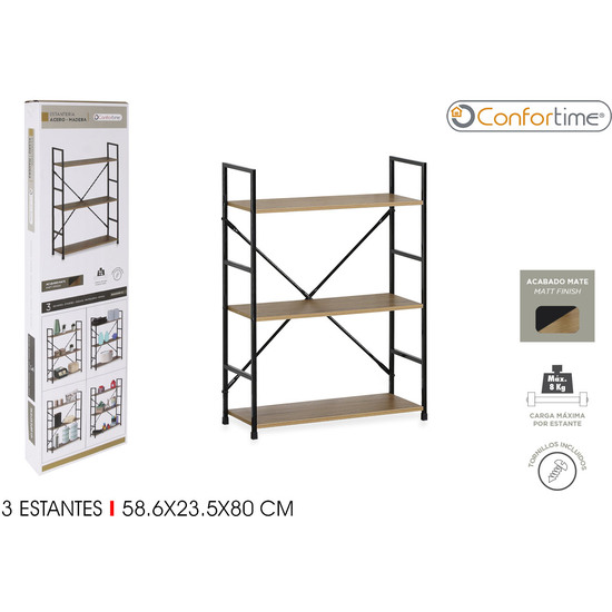 ESTANTERIA 3 NIVELES. METALMADERA NEGRA CONFORTIME image 0