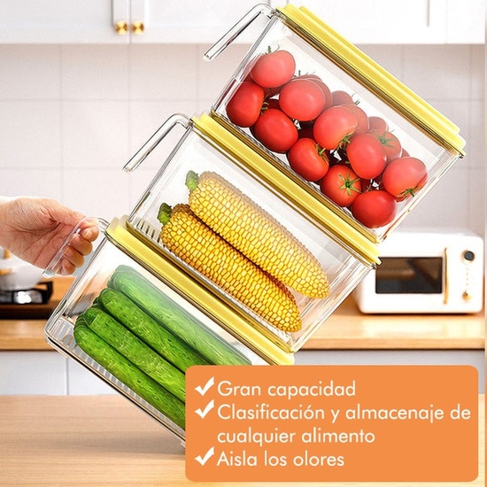 SET DE 2 CONTENEDORES DE 6,3 L CADA UNO PARA ALMACENAMIENTO DE ALIMENTOS, CON TAPAS EN COLOR image 5