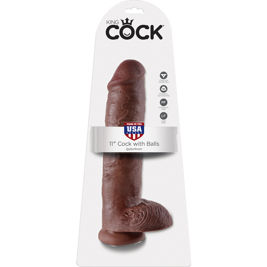 KING COCK 11 INCH WITH BALLS BROWN image 1