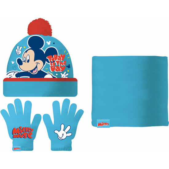 SET GORRO/BUFF/GUANTES BEBÉ 44/46 MICKEY MOUSE "HAPPY SMILES" image 0