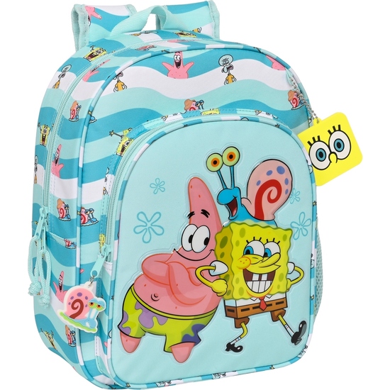 MOCHILA INFANTIL ADAPT.CARRO BOLSILLO 3D BOB ESPONJA "STAY POSITIVE" image 0