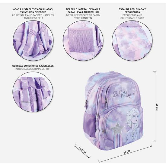 MOCHILA ESCOLAR GRANDE 44 CM FROZEN II ELSA LILAC image 4