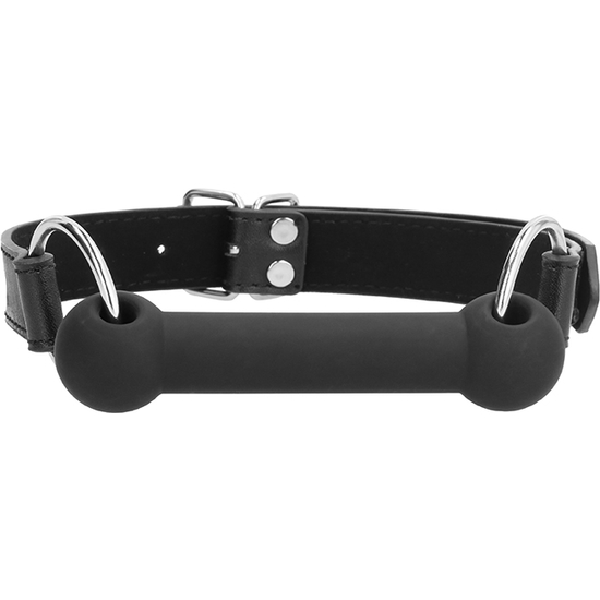 OUCH! - SILICONE BIT GAG - WITH ADJUSTABLE BONDED LEATHER STRAPS - BLACK image 4