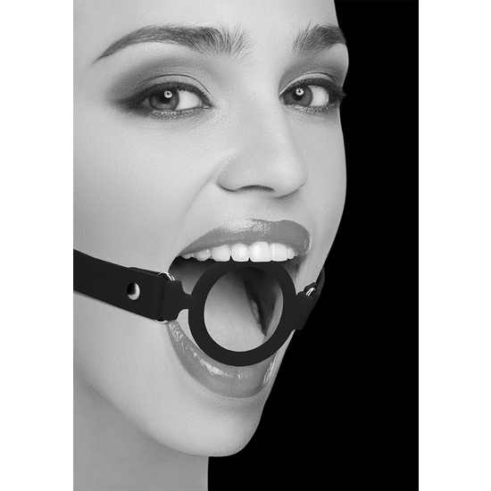 OUCH! - SILICONE RING GAG - WITH ADJUSTABLE BONDED LEATHER STRAPS - BLACK image 7